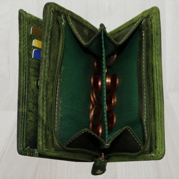 flevado Geldbörse Unisex Damen Herren Echt Leder RFID Schutz Grün